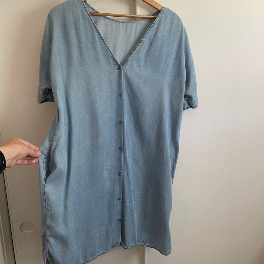 COS v neck reversible dress with pockets - L